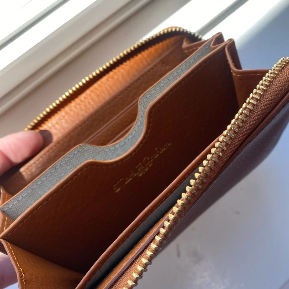 Mark & Graham brown leather monogrammed wallet